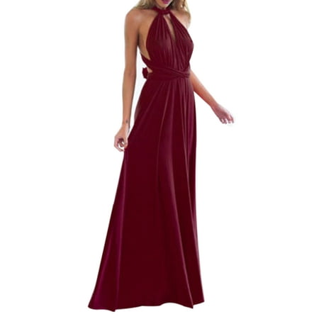 Diamond Ball Purple Dress Women Evening Dress Convertible Multi Way Wrap Wedding Bridesmaid Formal Long Maxi Dress Cocktail Party Prom Ball Gown ()