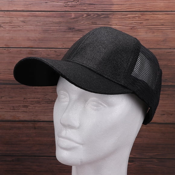 OULII 1Set Sun Hats Women Black Glitter Sun Protection for Daily Wearing