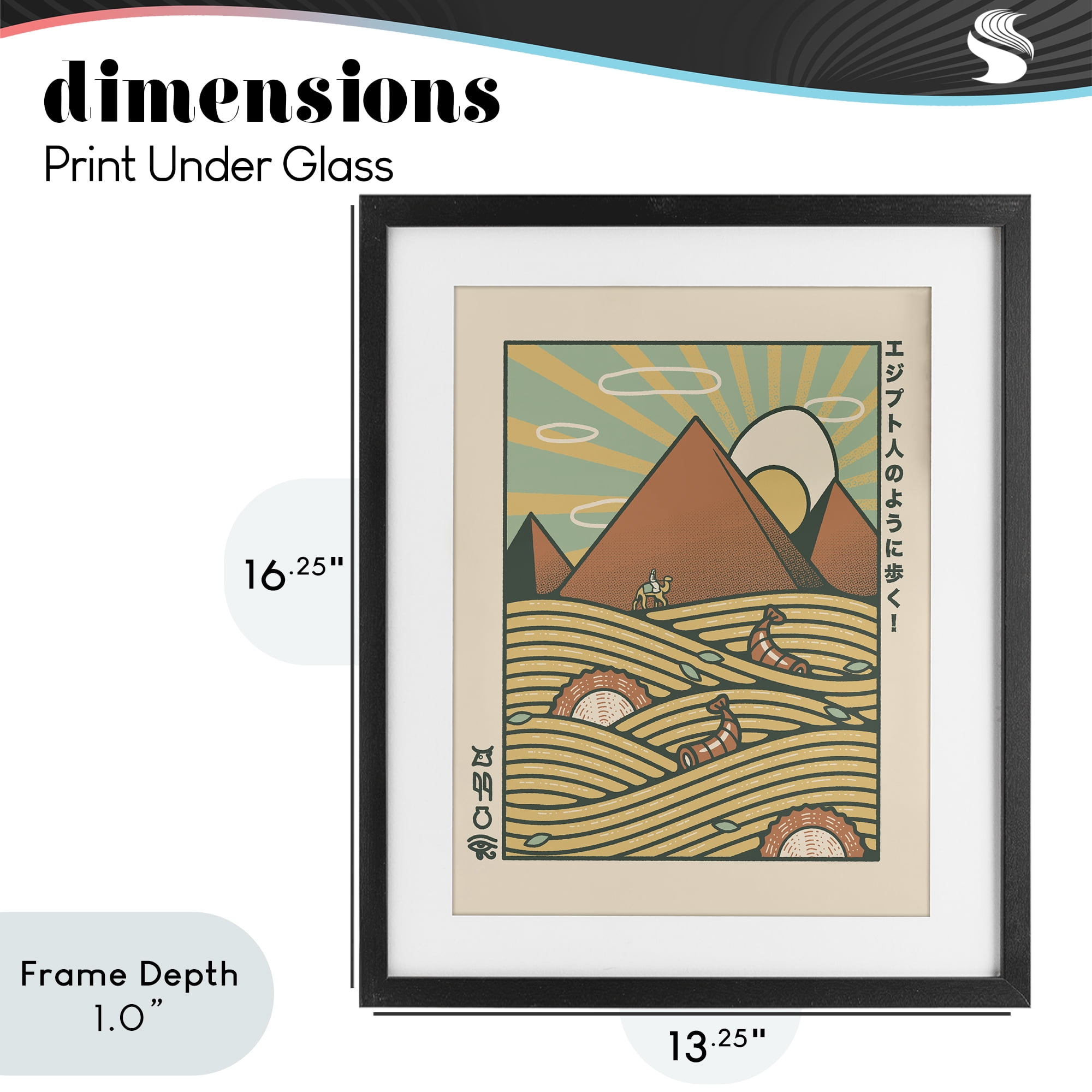 Stupell Industries Egyptian Ramen Pyramids Black Framed Print Under Glass, design by Tobe Fonseca