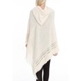 thumbnail image 4 of StylesILove Women Fringed Lace Up Hooded Poncho Pullover Cardigan Soft Wrap (Ivory), Casual, Knit, 4 of 5