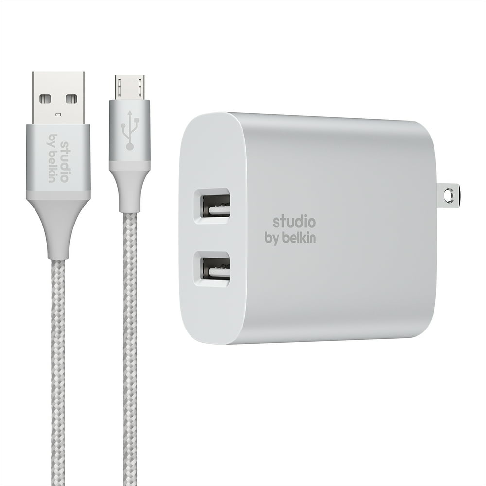 Studio By Belkin Home Charger Micro Usb To Usb Cable Silver 5ft