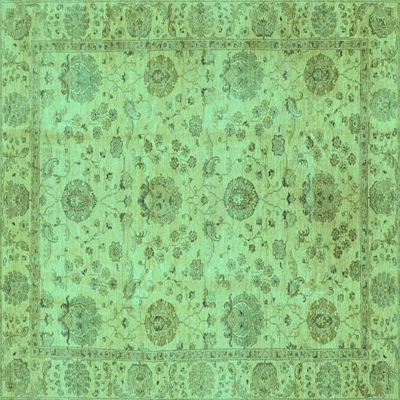 Ahgly Company Indoor Square Oriental Turquoise Blue Traditional Area Rugs, 4' Square