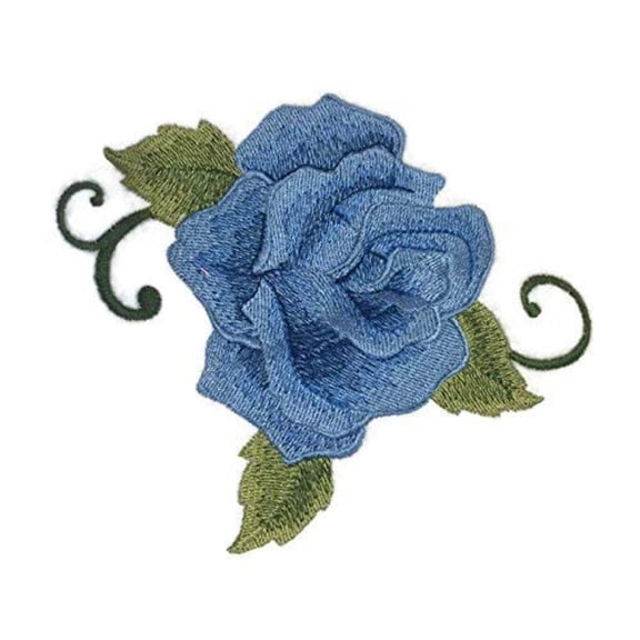 BeyondVision Custom Blue Single Rose Embroidered Iron on/Sew Patch [5" 4"]