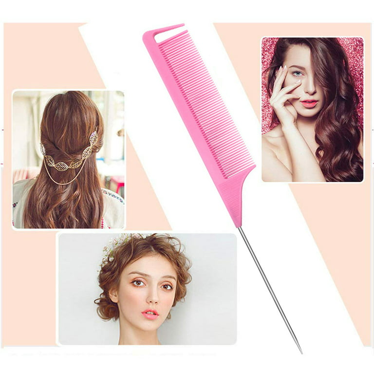 Customized Private Label Pink Hair Tinting Parting Comb Salon  Styling Metal Pin Rat Tail Carbon Braiding Comb for Women - China Stainless  Steel Pin Comb and Rat Tail Comb price