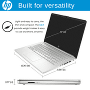 HP 14 Laptop, 14 HD Display, Intel Quad-Core Processor, 8GB RAM, 128GB Storage, SD Card Reader, Microsoft 365, Webcam, Wi-Fi, W11H, Silver