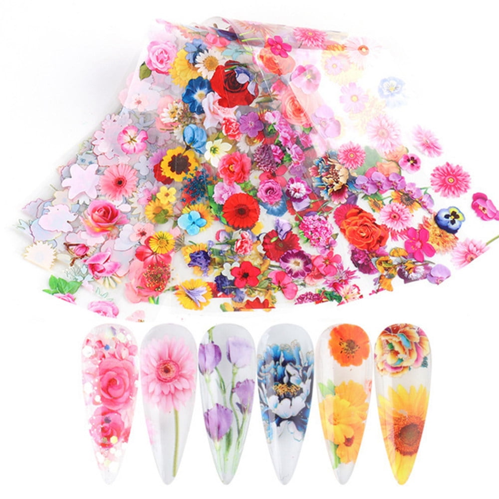 10 Sheets Flower Nail Decal Realistic Sunflower Nail Foil Rose Nail Art Sticker Walmart Com 10 Sheets Flower Nail Decal Realistic Sunflower Nail Foil Rose Nail Art Sticker Walmart Com