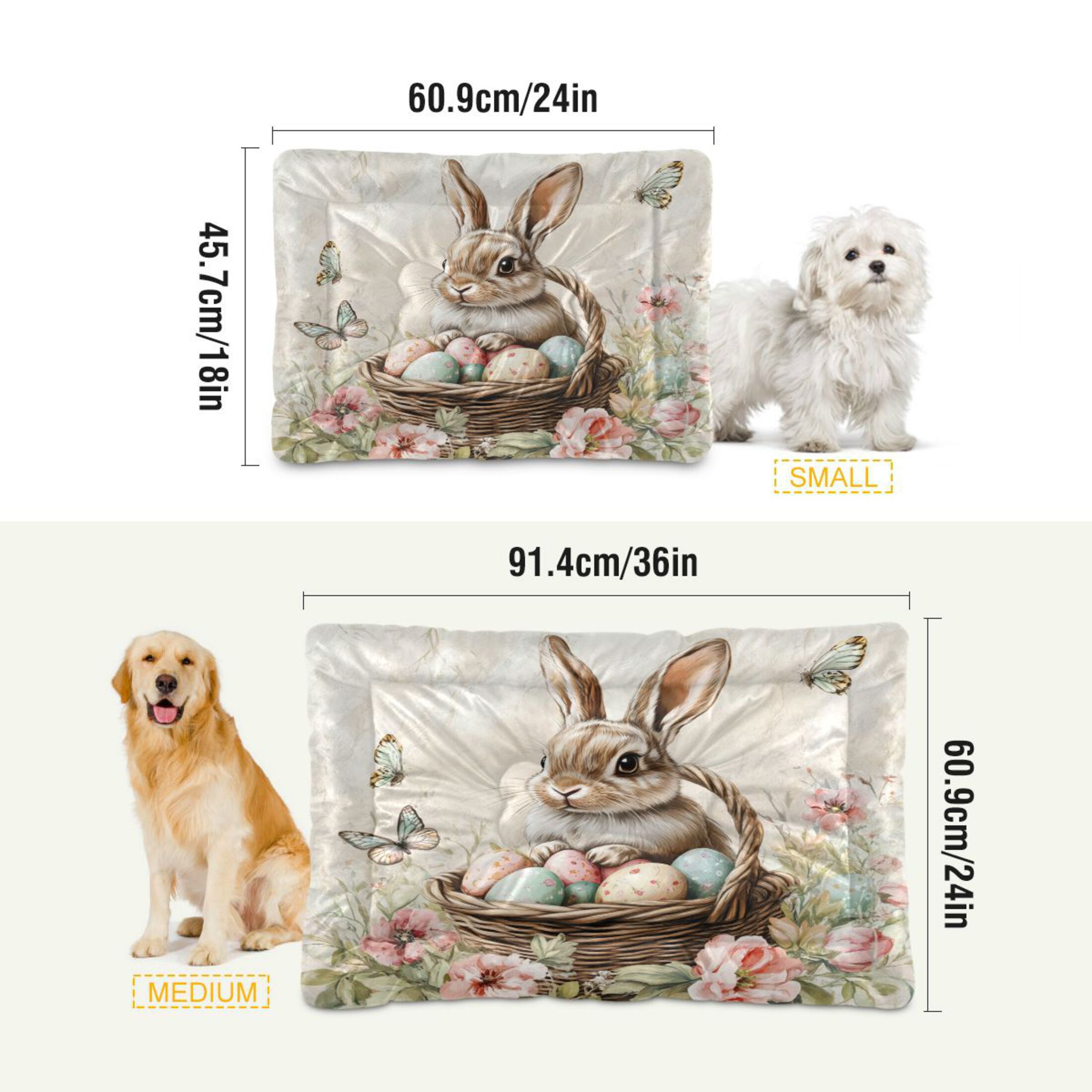 Qxltty Brown Easter Bunny Ped Pad Wear-resistant and Hard to Bite Through Sleeping Pad for Small Medium Large Dogs Winter Pet Bed 36×24in