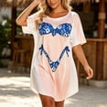 thumbnail image 2 of Levmjia Womens Short Sleeve Nightgown Crew Neck Bikini Print Loose Mini Dress Home Sleep Casual Lightweight Comfortable All Night Bedroom Daily Indoor Leisure Wear, 2 of 5