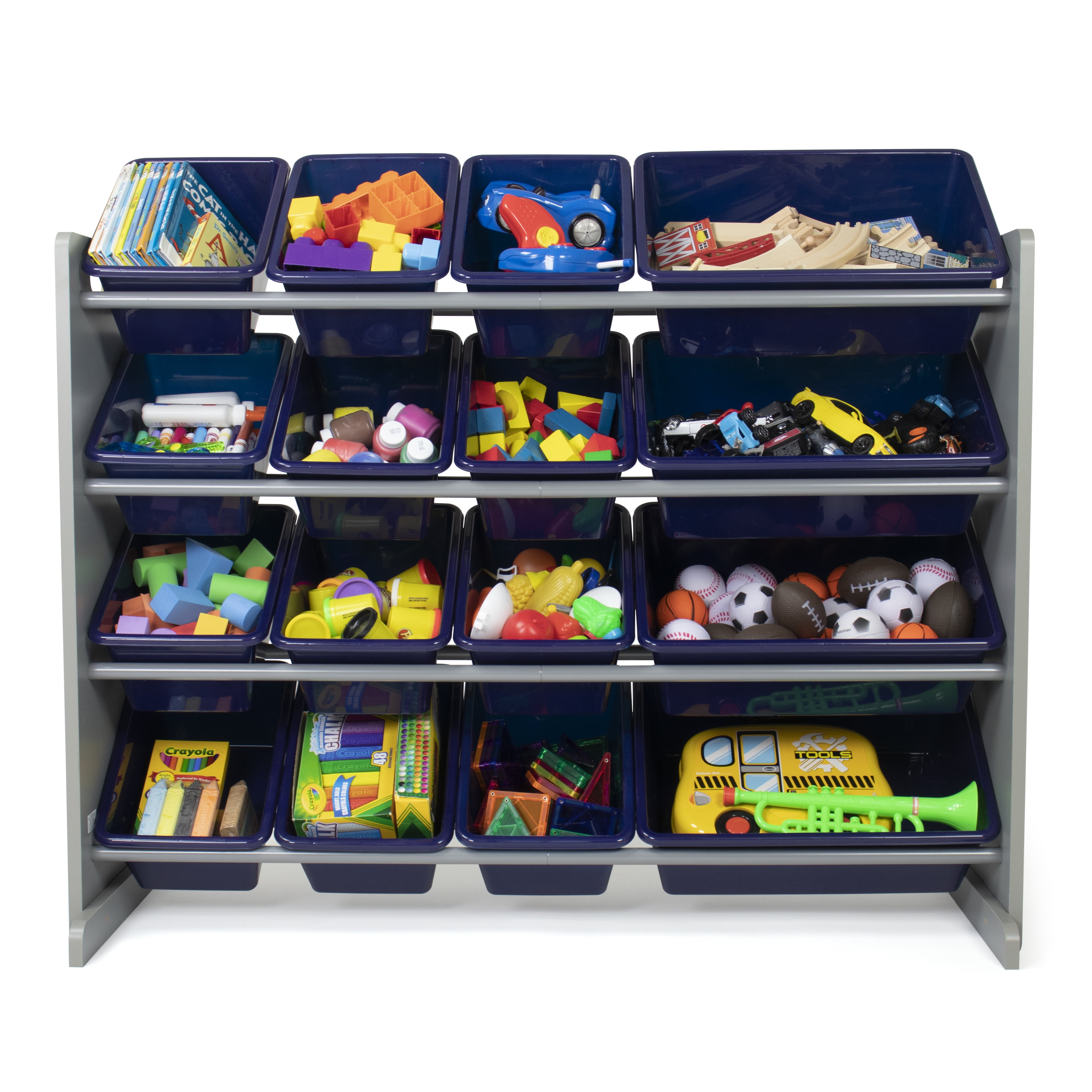 Humble Crew Leo Supersized Grey and Blue 16-Bin Toy Organizer