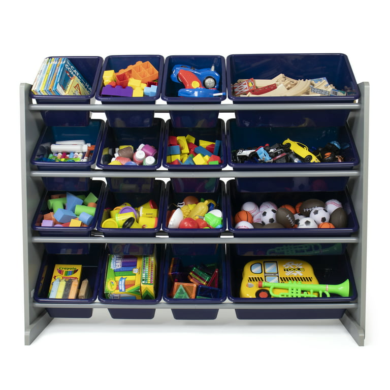 Humble Crew Newport Super Sized Toy Storage Organizer with 16 Storage Bins,  Navy/Grey 