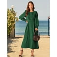 thumbnail image 5 of DARING DIVA Frilled Crewneck Long Sleeve Midi Fall Dress S Dark Green, 5 of 8