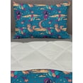 thumbnail image 3 of Cartoon Comforter & Sham Bedding Set, Astronaut and Fox Holding Colorful Balloons in the Sky with Cloudy Starry Sky, 3 pcs Duvet Set Microfiber Filling Quilt, 5 Sizes, Multicolor, by Ambesonne, 3 of 4
