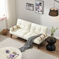 thumbnail image 3 of 65.7" Convertible Sofa Bed, Linen 2 Seater Couches with Solid Wood Legs, Modern Loveseat Sofa Bed for Living Room, Bedroom, Apartment, 3 of 7