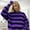 X-Purple, variant on Women's Striped Distressed T Shirts Crewneck Long Sleeve Oversized Goth Tops Retro Baggy Fashion Y2K Tees