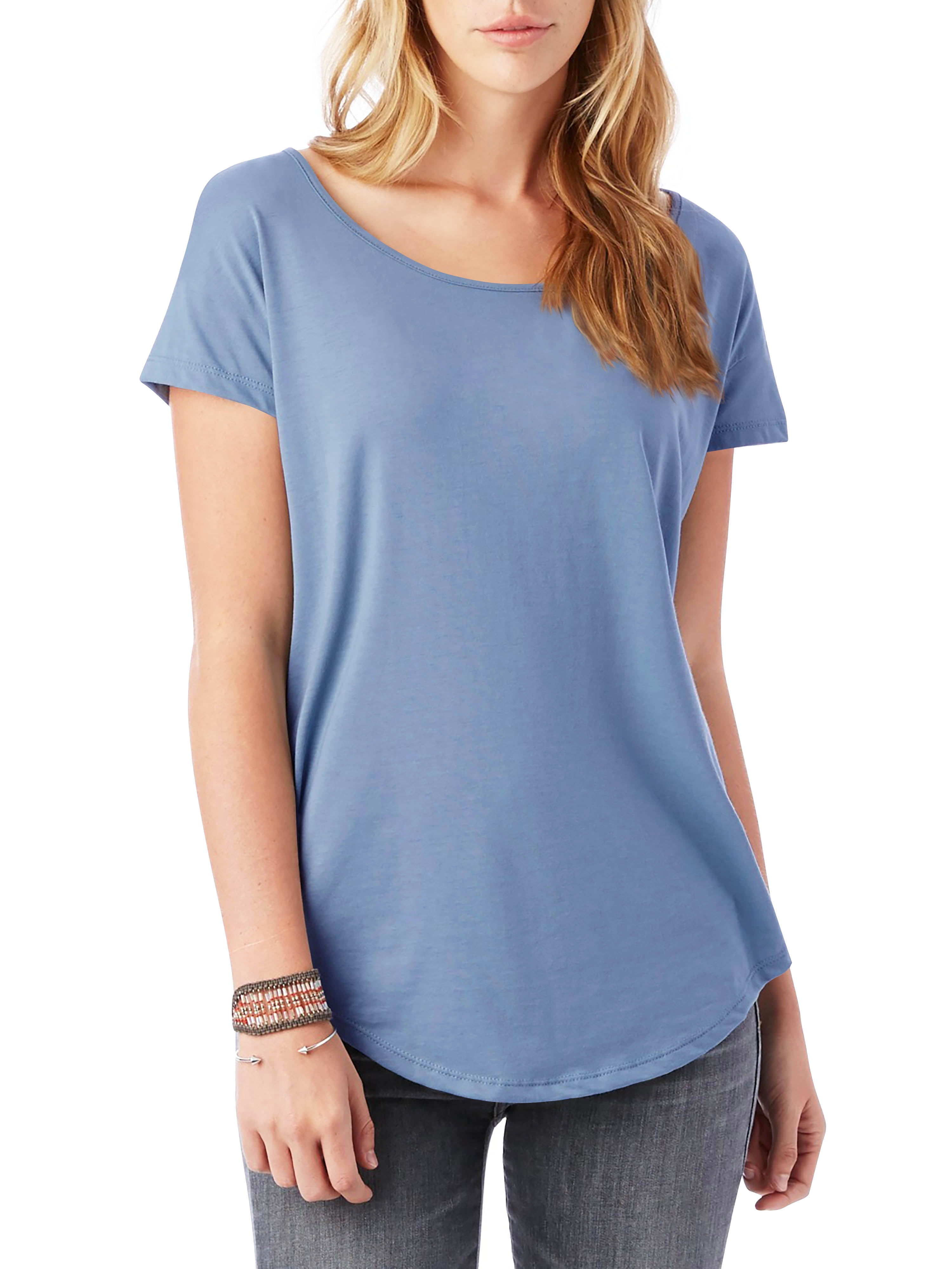 Ma Croix Womens Scoop Neck Longline Tee Round Bottom T Short Sleeve ...