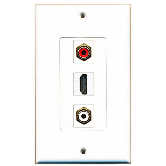 RiteAV - 1 Port HDMI and 1 Port RCA Red and 1 Port RCA White Decorative Wall Plate