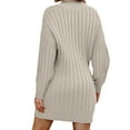thumbnail image 4 of Comdrip Sweater Dress, Women Mock Neck Ribbed Long Sleeve 2025 Spring Bodycon Pullover Cute Sweater Dress Club Dress Winter Dresses for Women Beige L, 4 of 4