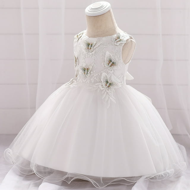 Vestido de princesa con bordado de mariposas para niñas, vestido de algodón con luna llena para bebés, vestido de cumpleaños para niños