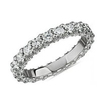 1.00 Carat Brilliant Round Cut Real Diamond Elegant Wedding Eternity Band for Women Solid 18K White Gold Size 10