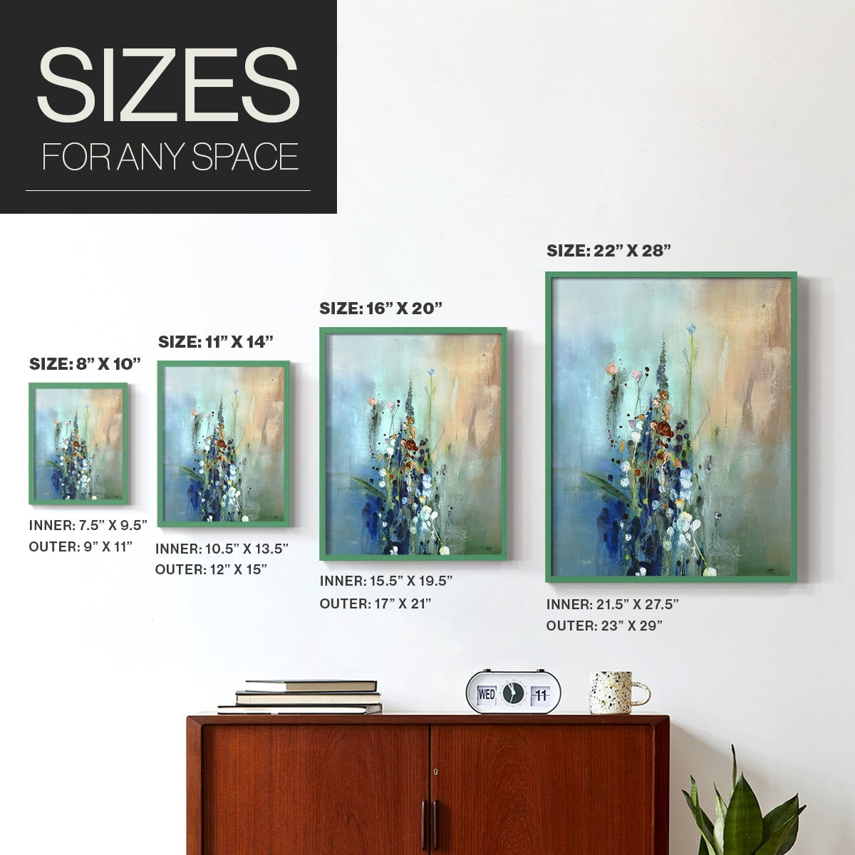 Current Air I Framed Print in Green Solid Wood Framed Print No Nail Hanging