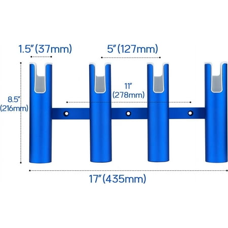 Aluminium Wall-Mounted Fishing Rod Holder for Boat Garage & Marine - Holds 4 Rods