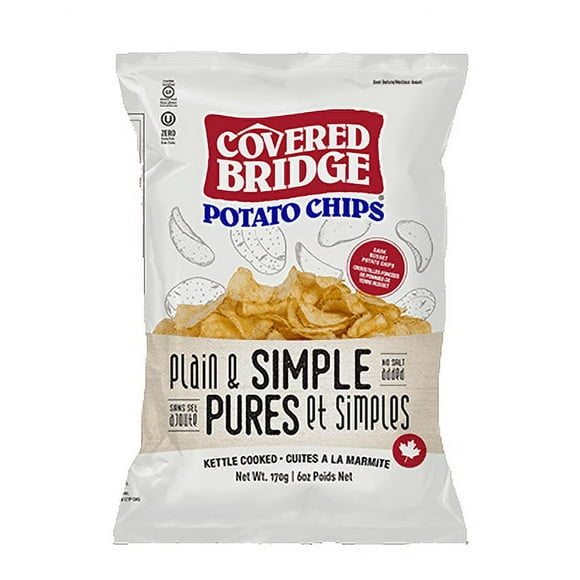 Croustilles de Pommes de Terre Nature et Simples Covered Bridge 170 g, Lot de 12