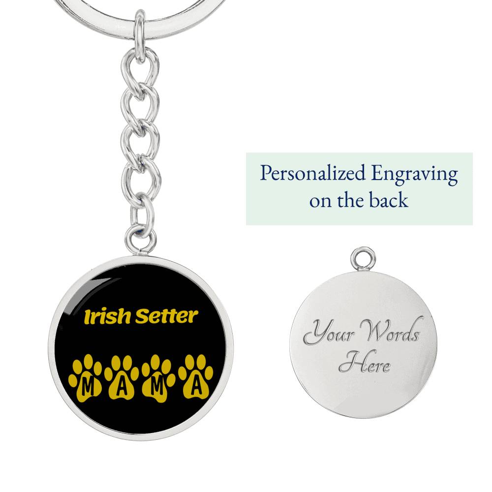Irish Setter Mama Circle Keychain Stainless Steel or 18k Gold Dog Mom Pendant - image 2 of 12