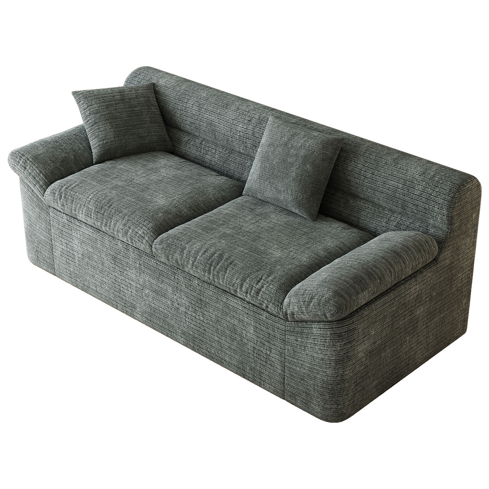 Modular Sectional Sofa 71 Inch, L-Shaped Couch with Deep Seat and Corduroy Fabric, Comfy Loveseat for Living Room and Apartment, No Assembly Required, Dark Gray