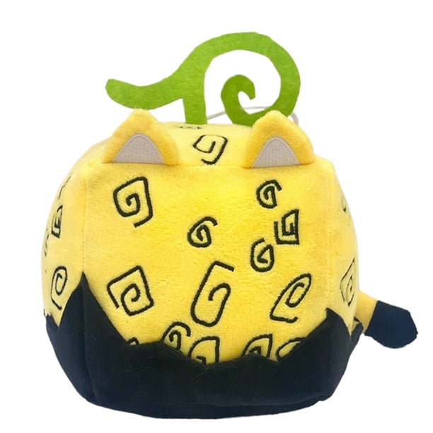 Juego de Anime, fruta del diablo rellena, caja con patrón de leopardo, juguetes de peluche para niños