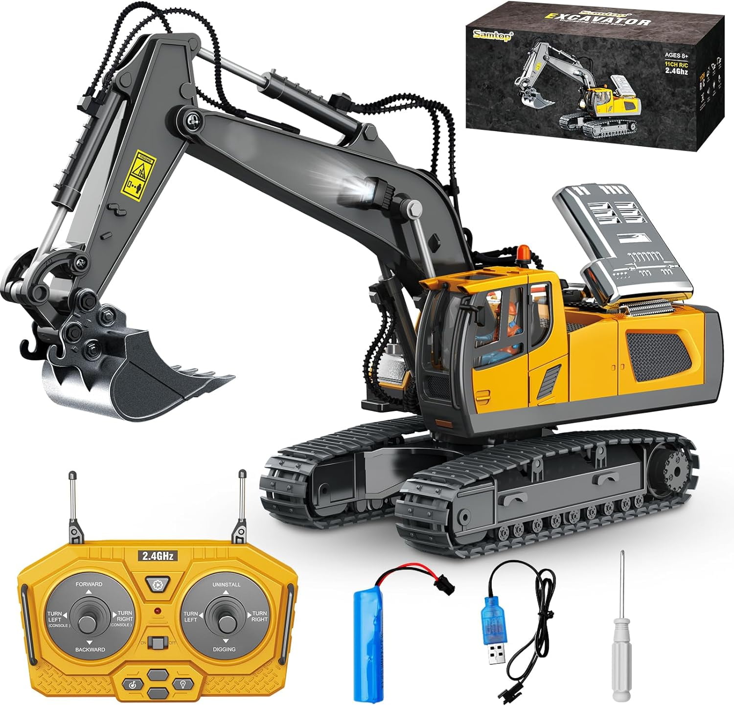 Top Race 4 Channel Mini Remote Control Excavator 1:64 Scale