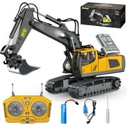 Remote Control Excavator Toys,11 Channel Rechargeable RC Construction Excavators Digger Vehicles Engineering Toys with Metal Shovel for Age 3 4 5 6 7 8 9 10+ Year Old Kids