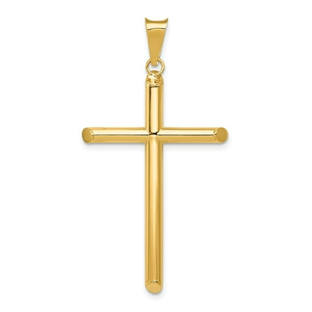Roy Rose Jewelry 14k Yellow Gold Polished Tube Cross Pendant