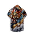 thumbnail image 4 of COSFO Dragon Button Down Shirt Men Blue Short Sleeve Collared Casual Tops Regular Graphic Tees, 4 of 7