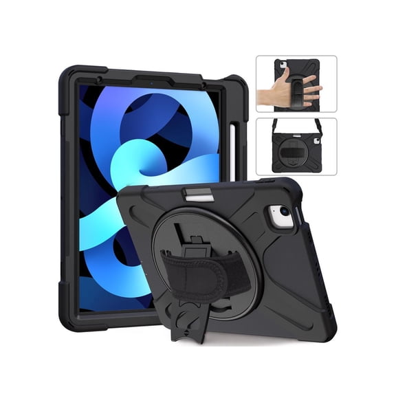 Case for iPad Air 5 10.9 2022 / Air 4 10.9 2020 / iPad Pro 11 Inch 2021 2020 2018 Shockproof Cover with Pencil Holder, Kickstand, Shoulder Strap