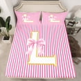 thumbnail image 2 of Homewish Kawaii Princess Style Twin Sheet Sets for Teen, Kawaii Initial L Letter Twin Fitted Sheet, Pink Stripes Line Flat Sheet, Luxury Bedroom Decor, 3-Piece, 2 of 7