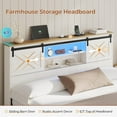 thumbnail image 6 of Mabor California King Bed Frame with Charging Station and LED Light, Farmhouse Platform Storage Beds with Headboard&4 Drawers for Bedroom, White, 6 of 7