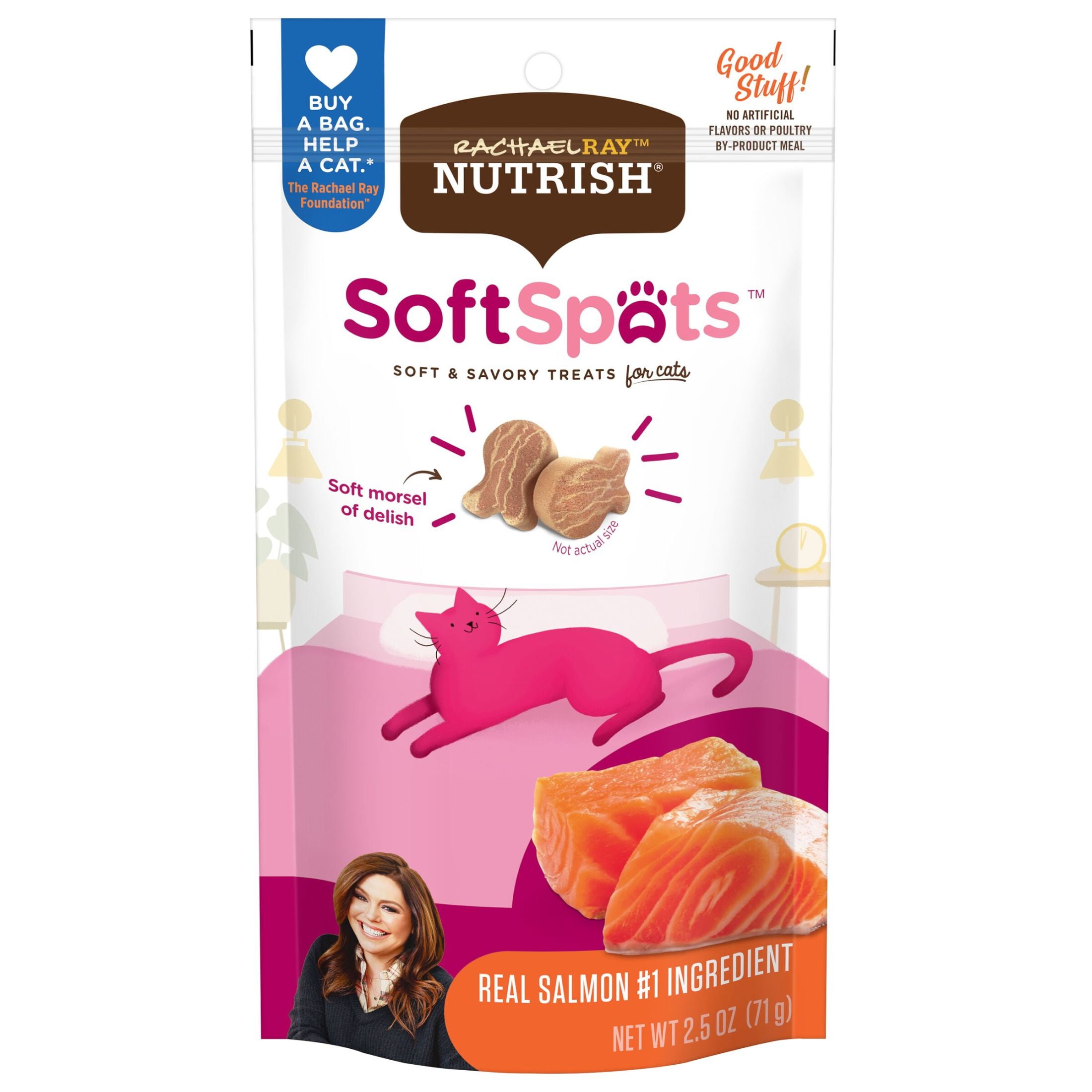 (2 pack) Rachael Ray Nutrish Soft Spots Dry Cat Treats, Salmon, 2.5 oz. Bag