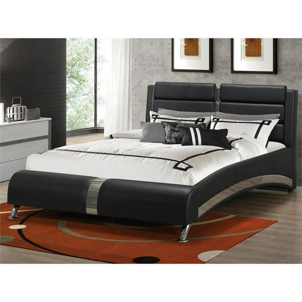 Bowery Hill Faux Leather Modern King, Leather King Bed