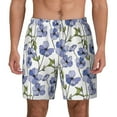 thumbnail image 2 of Picia Blue Flax Flowers pattern Mens Swim Trunks with Compression Liner Stretch Beach Shorts Quick Dry with Zipper Pockets No-Chafing Board Shorts-X-Large, 2 of 9