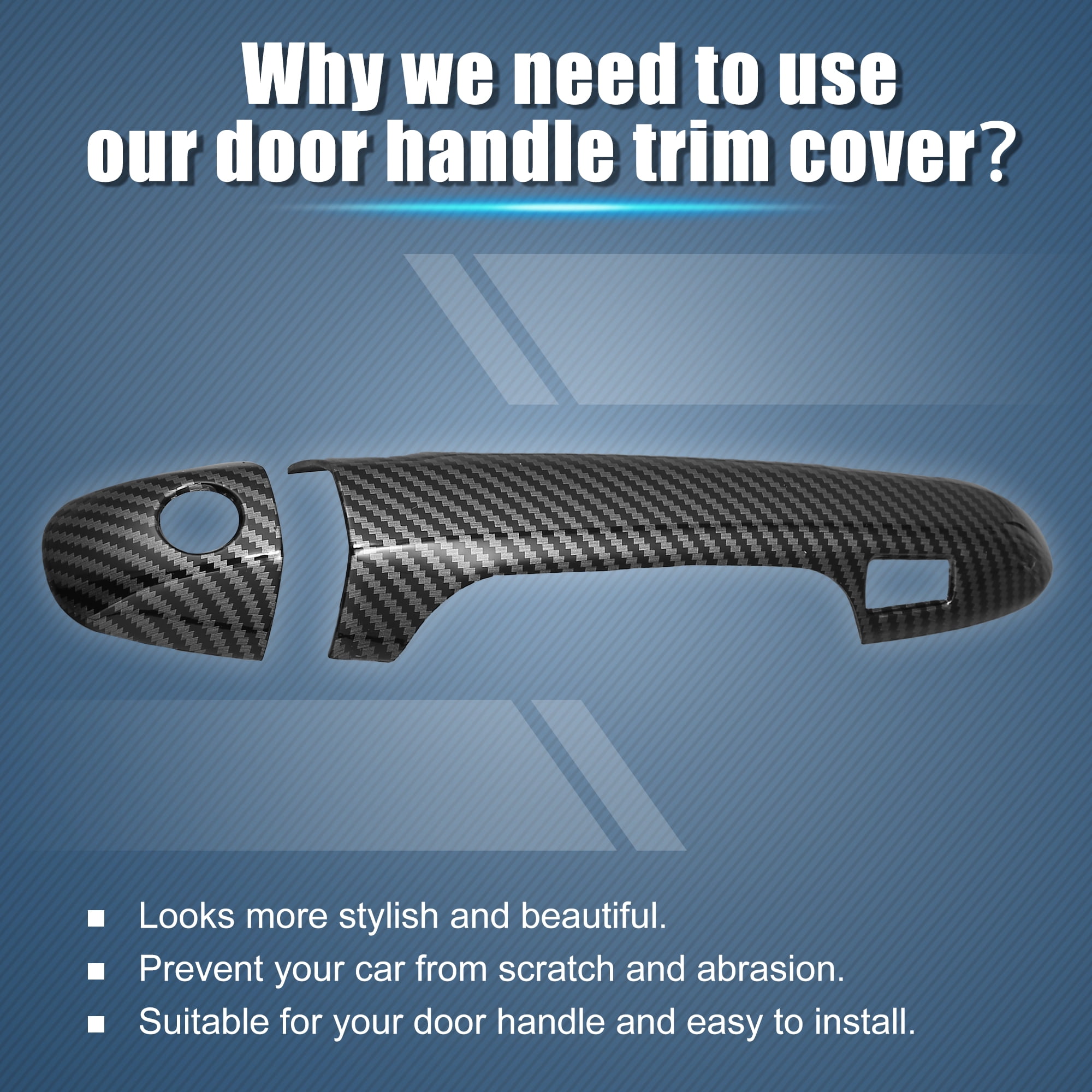 Unique Bargains Door Handle Cover for Toyota Tacoma 2016-2021 Black Carbon Fiber