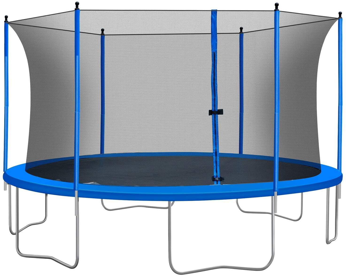 12ft 300lbs Load Trampoline With Enclosure for Kids Toddlers And Adults, Indoor Outdoor Recreational Exercise Trampoline, 144x144x112.6'' Blue