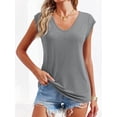 thumbnail image 3 of Womens' Cap Sleeve Casual Loose Fit Basic Shirts Tank Tops, 3 of 7