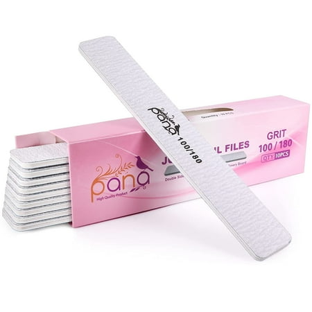 600pcs - PANA Jumbo Double-Sided Emery Nail File for Manicure Pedicure Natural and Acrylic Nails - Zebra (Grit 100/180)