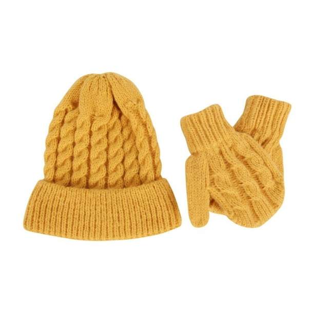 Gorro De Punto De Otoño E Invierno + Conjunto De Guantes Para Niños, Gorro De Lana De Color Sólido, Gorro De Punto Para Pescar, Esquiar Y Acampar Eigraketly AP007144-03