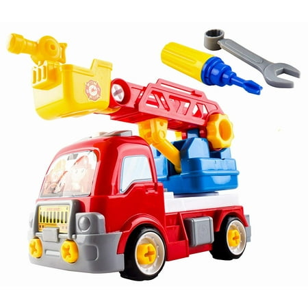 - Fire Truck Toy Rescue HERO Take-A-Part DIY With Extending Ladder Educational Building Toys Vehicle Includes Screwdriver Wrench Removable Cones Perfect Take Apart Firetruck for Boys And Girls
