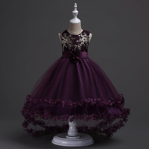 Ropa para niños, vestido de pasarela para niños, vestido de princesa con flores para niños grandes, vestido de flores bordado con lentejuelas