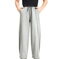 thumbnail image 2 of CPNG Boys Daily Fleece Lined Sweatpants Teen Boys Loose Wide Leg Sweat Pants Elastic High Waist Baggy Casual Joggers(Grey,12-13 Years), 2 of 9
