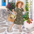 thumbnail image 4 of FORMRS Girls Short Sleeve Dress Summer Casual Round Neck A-line Beach Sundress, Sizes 2T-8T, Brown Floral Rabbits Pattern, 4 of 8