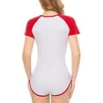 thumbnail image 3 of CutiePlusU Cotton Button Crotch Bodysuit Onesie Pajamas Classics Romper - Love Red M, 3 of 5