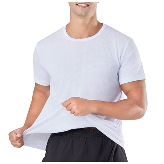 Kukoosong Men's Quick-Dry Elastic Short Sleeve Crew Neck T-Shirt, Activewear Workout Top for Gym, Running, Sports Men Summer Casual Workout Tops